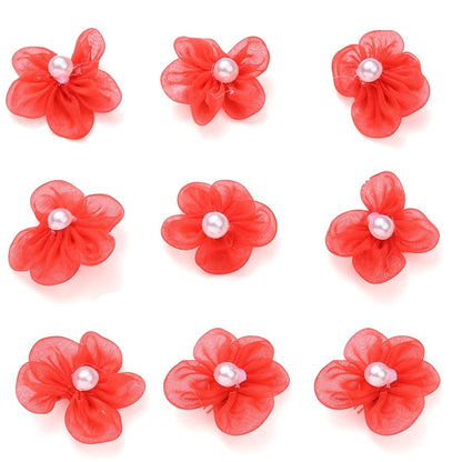 10PCS 23mm Fabric Five-Petal Flower Embellishment Set