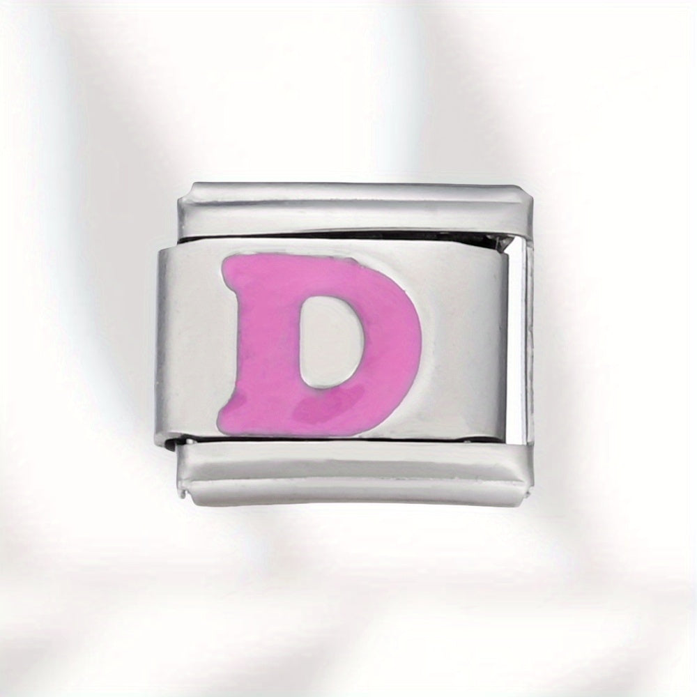 Pink Letter Stainless Steel Bead