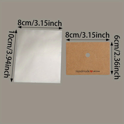 200PCS Handmade Jewelry Packaging Set with Clear Bags & Cards