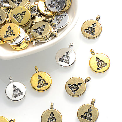 Round Buddha Alloy Pendants