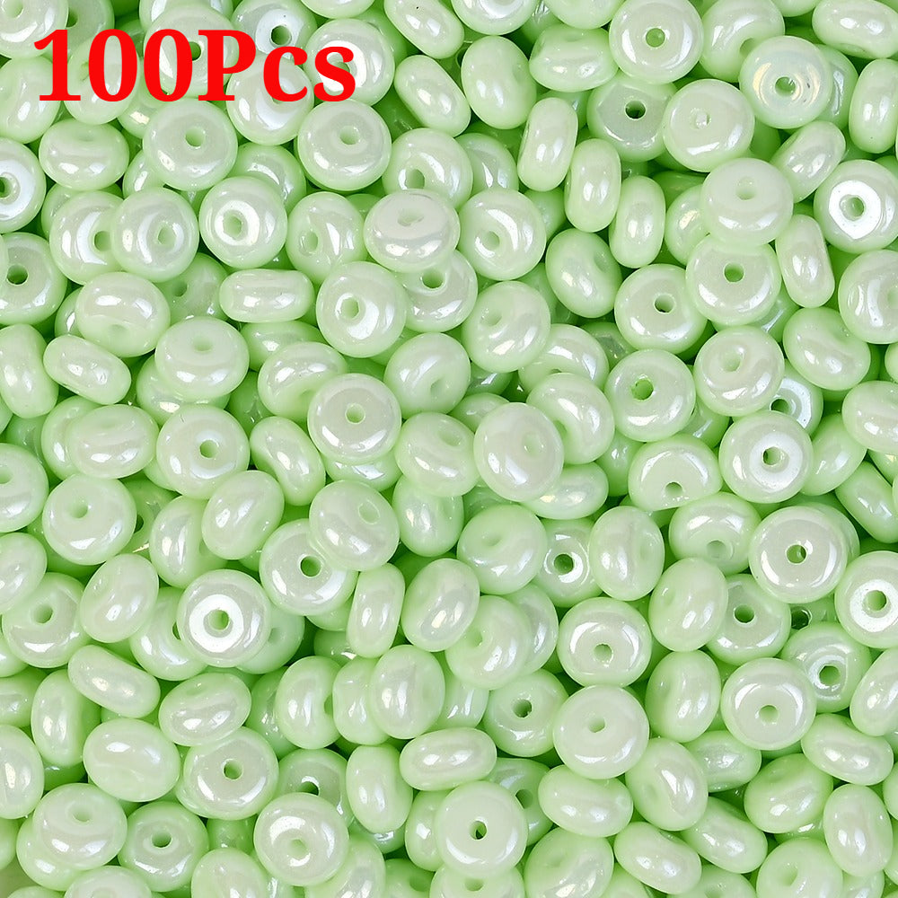 Macaron Flat Round Glass Spacer Beads