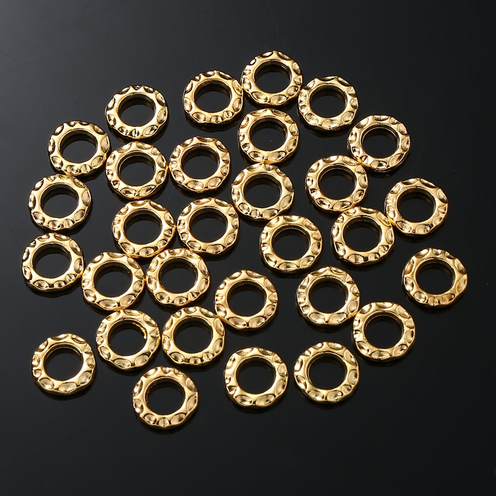 30PCS 10mm Gold-Tone Round Frame Spacer Bead Set