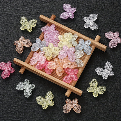 20PCS 18×21mm Colorful Transparent Butterfly Acrylic Beads