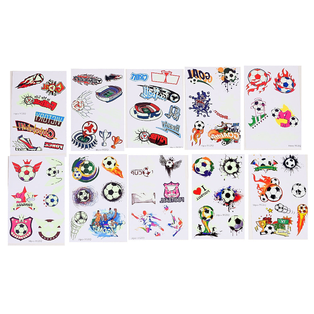 10-Piece Glow-in-the-Dark Soccer Temporary Tattoos