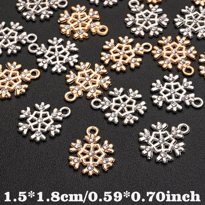 Christmas Rhinestone Snowflake Pendant Charms