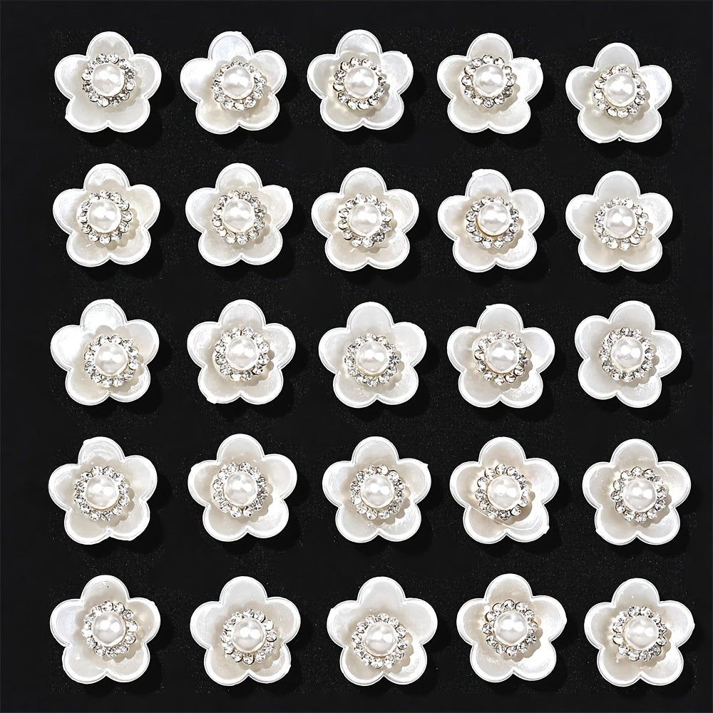 25-Piece Sparkling Rhinestone Flower Flatback Beads