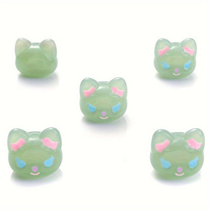 5PCS 17×19mm Luminous Owl Head Acrylic Bead Set