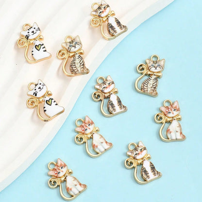 Colorful Cat Alloy Enamel Charms