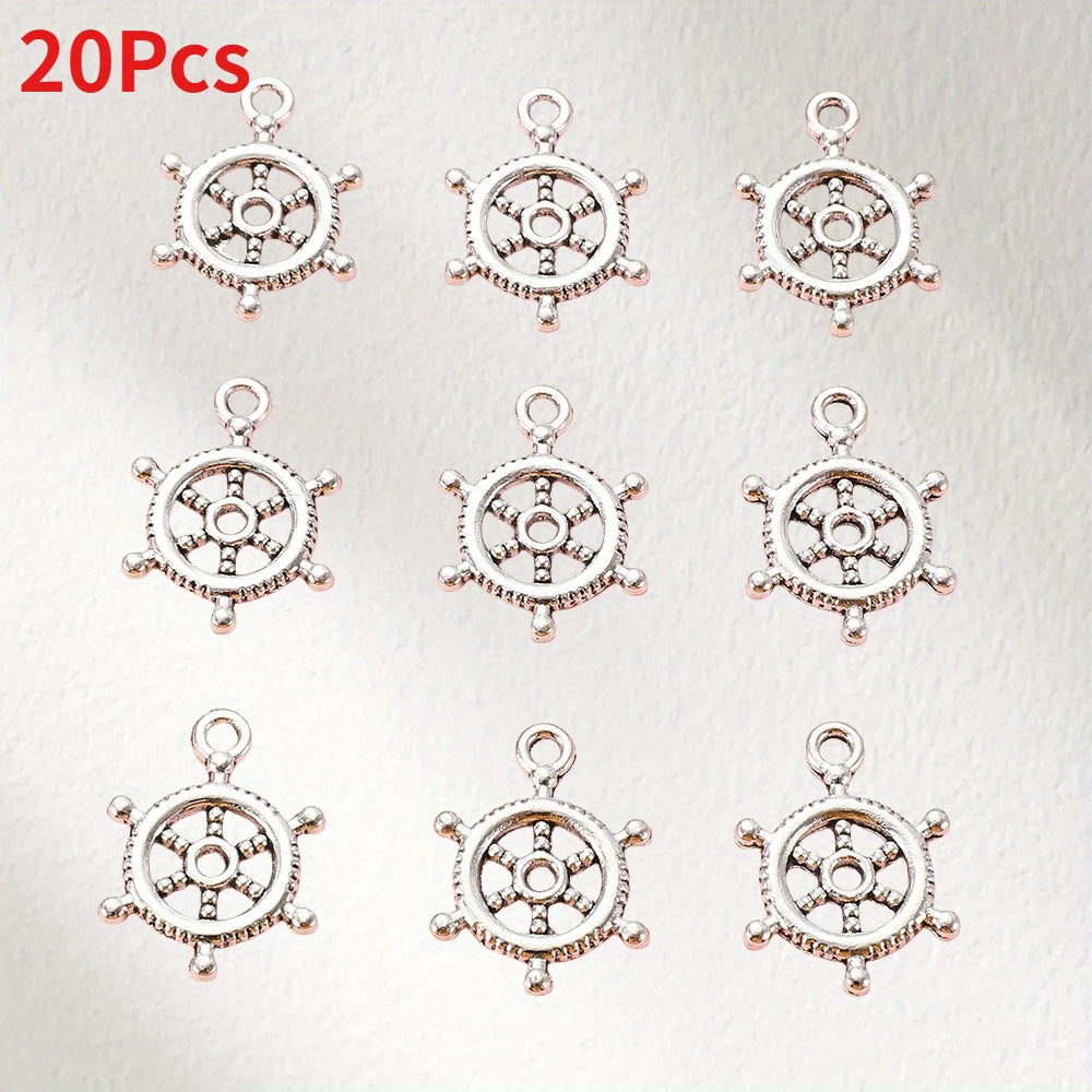 20PCS 15×20mm Silver-Tone Rudder Alloy Pendants