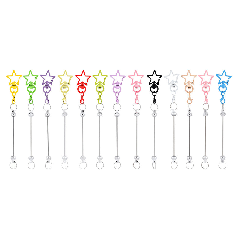 12PCS Star Lobster Clasp Beaded Keychain Set