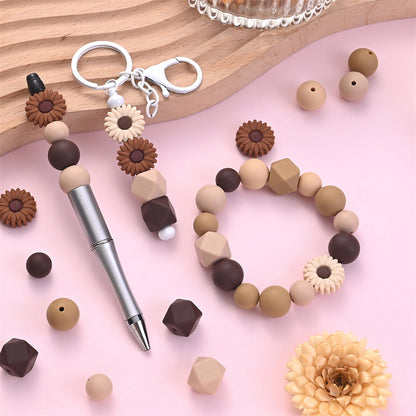Coffee Nude Silicone Beads Set