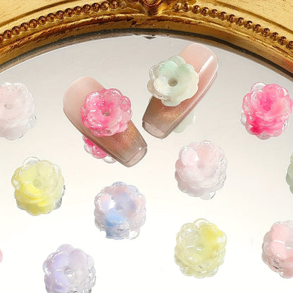Gradient Glitter Flower Acrylic Beads