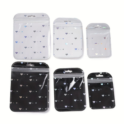 50-Piece Black & White Heart Jewelry Gift Bags