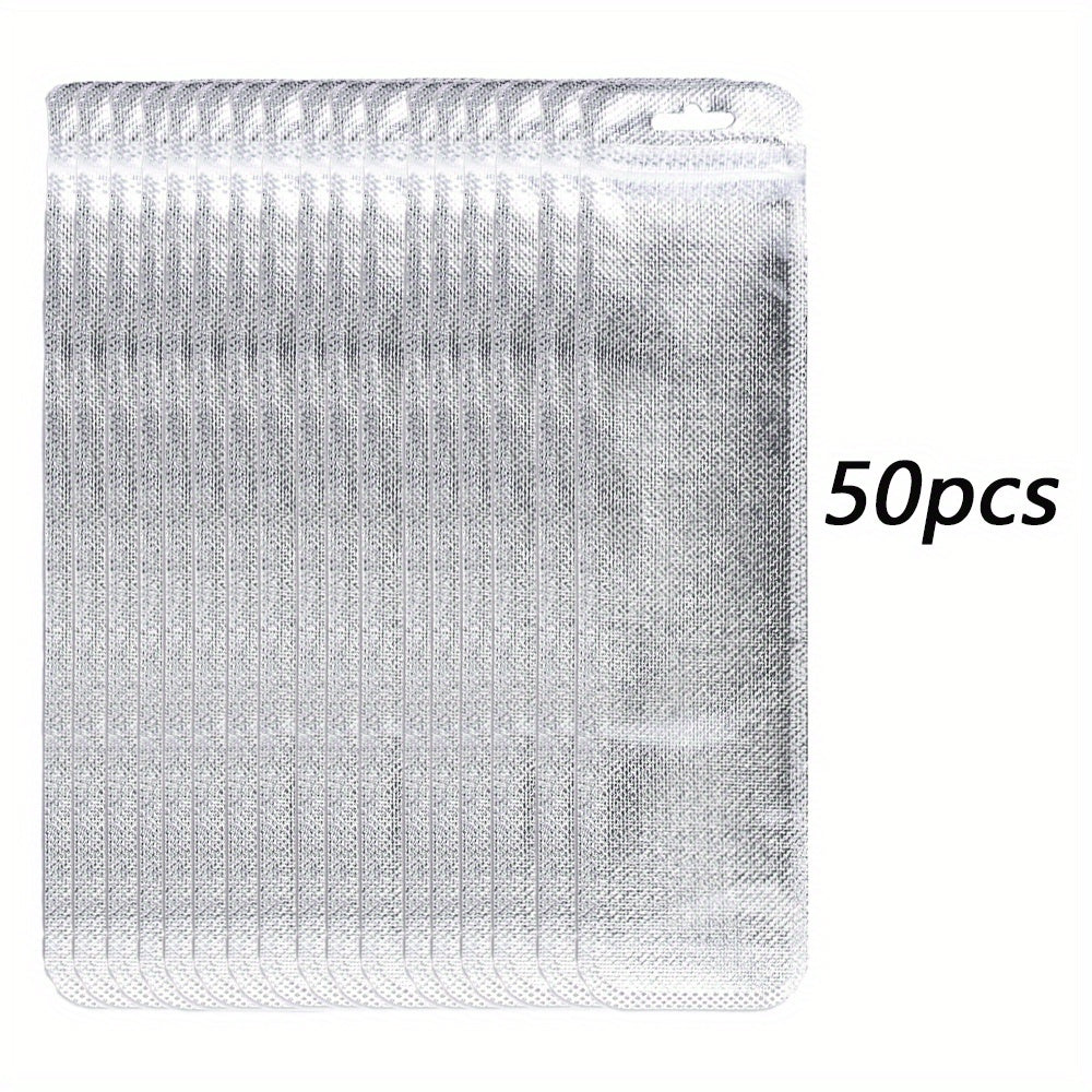 50/100-Piece Holographic Laser Resealable Packaging Bags