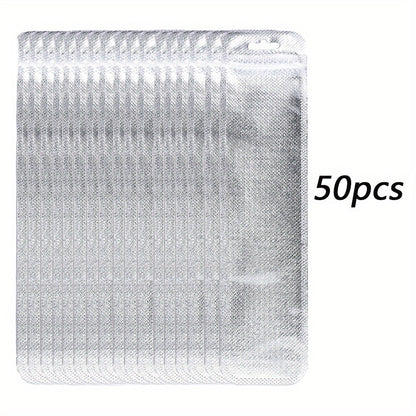 50/100-Piece Holographic Laser Resealable Packaging Bags