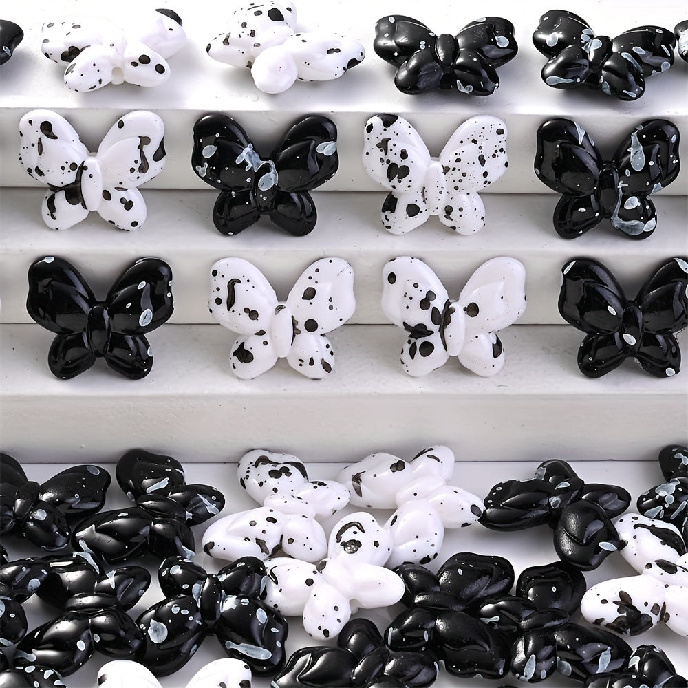 Black and White Butterfly Acrylic Beads