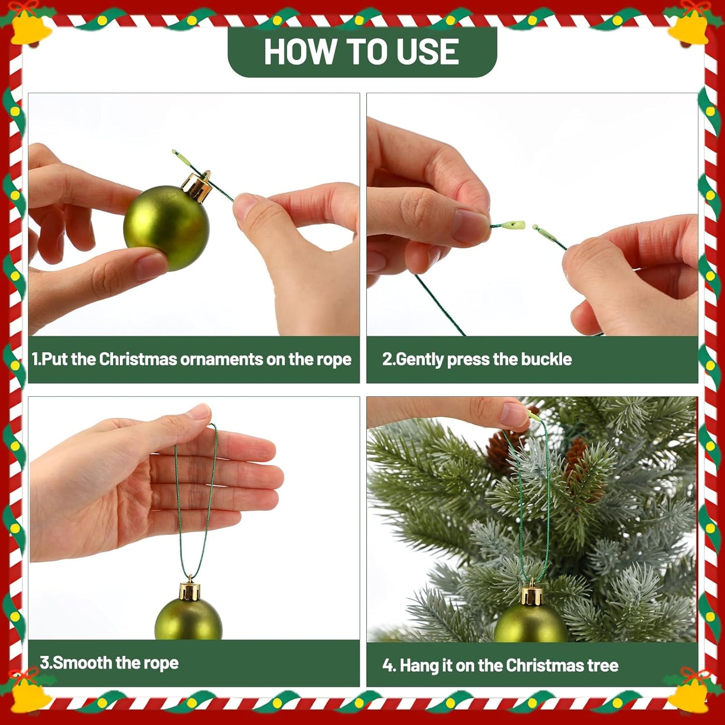 100PCS 20cm Christmas Ornament Hanging Cord Set