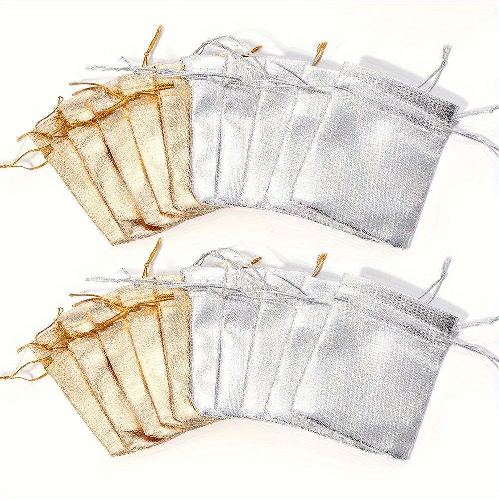 30-Piece Gold & Silver Drawstring Jewelry Gift Bags