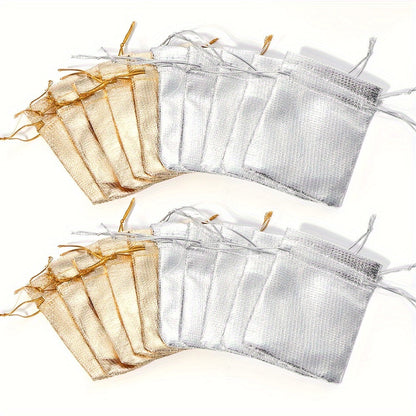 30-Piece Gold & Silver Drawstring Jewelry Gift Bags