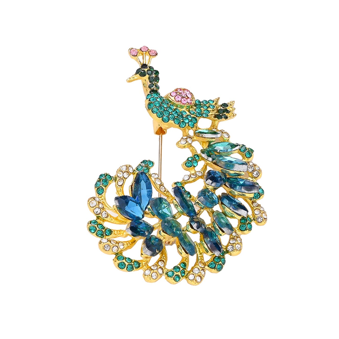 1-Piece Rhinestone Peacock & Enamel Dragonfly Brooch