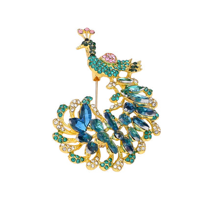 1-Piece Rhinestone Peacock & Enamel Dragonfly Brooch