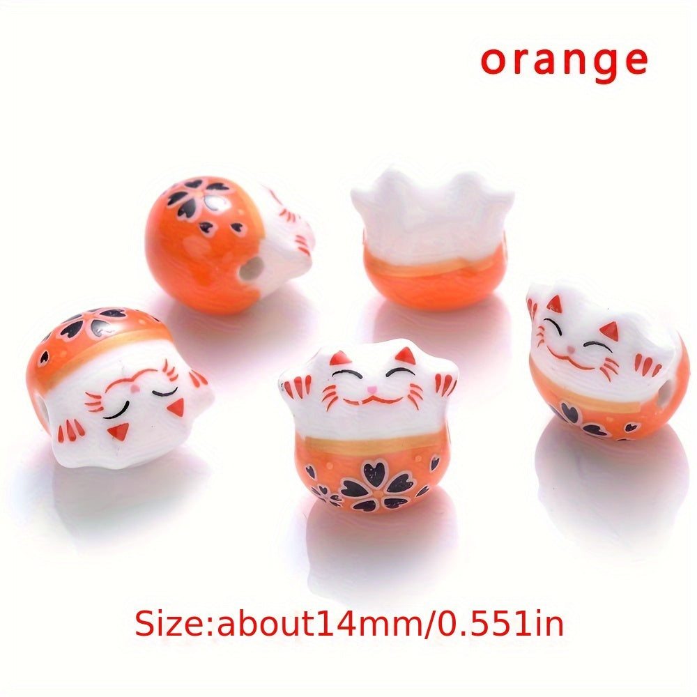 Mixed Lucky Cat Ceramic Beads