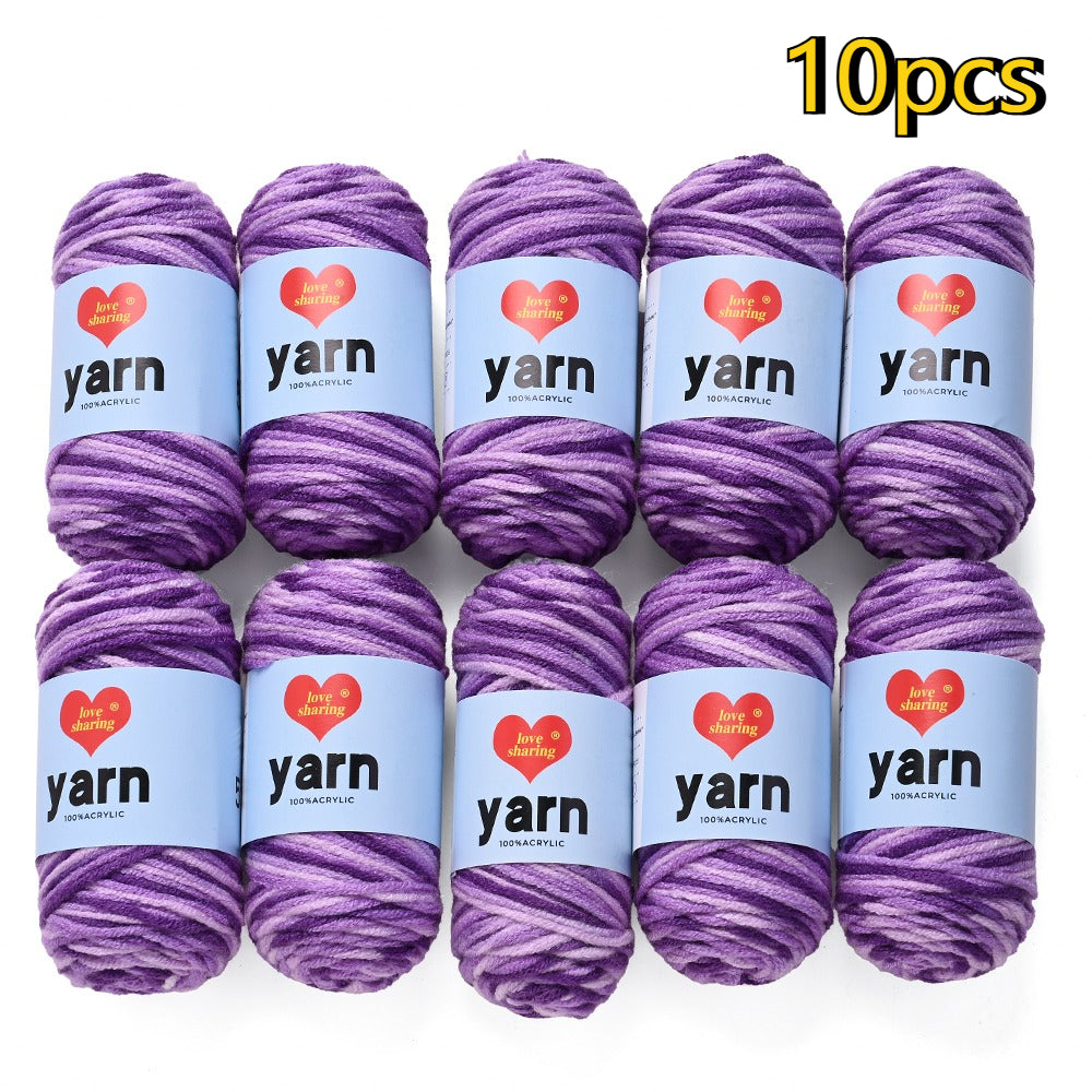 10PCS 10×4cm Rainbow Gradient Polyester Knitting Yarn