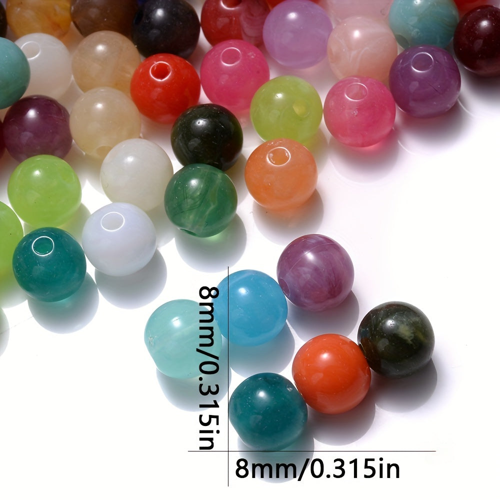 100PCS 8mm Multicolor Gradient Acrylic Spacer Bead Set