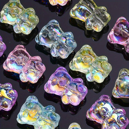 20PCS 15×12mm Transparent AB Bear Glass Spacer Beads