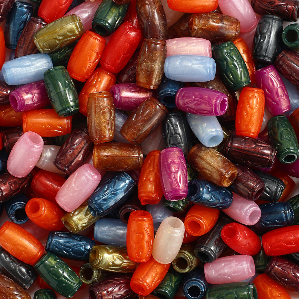 100PCS 11mm Printed Cylindrical Acrylic Bead Set
