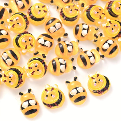 Yellow Bee Pattern Acrylic Beads