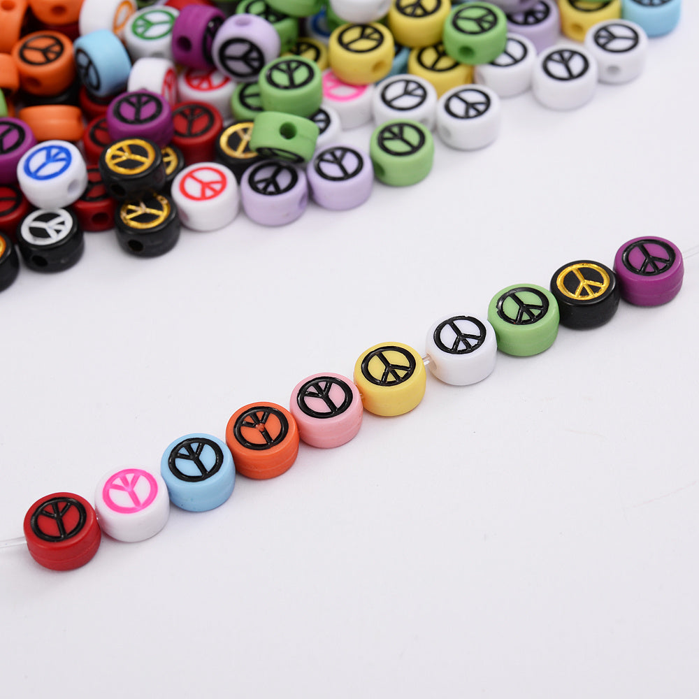 Black Peace Symbol Spacer Beads