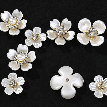 White Rhinestone Five-Petal Flower Patches