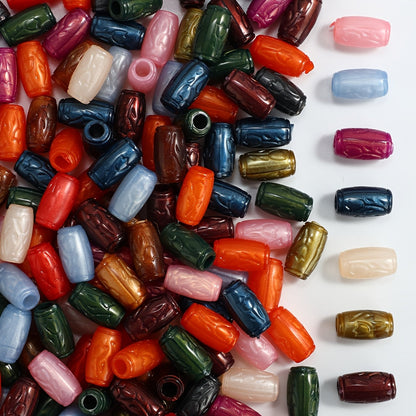 100PCS 11mm Printed Cylindrical Acrylic Bead Set