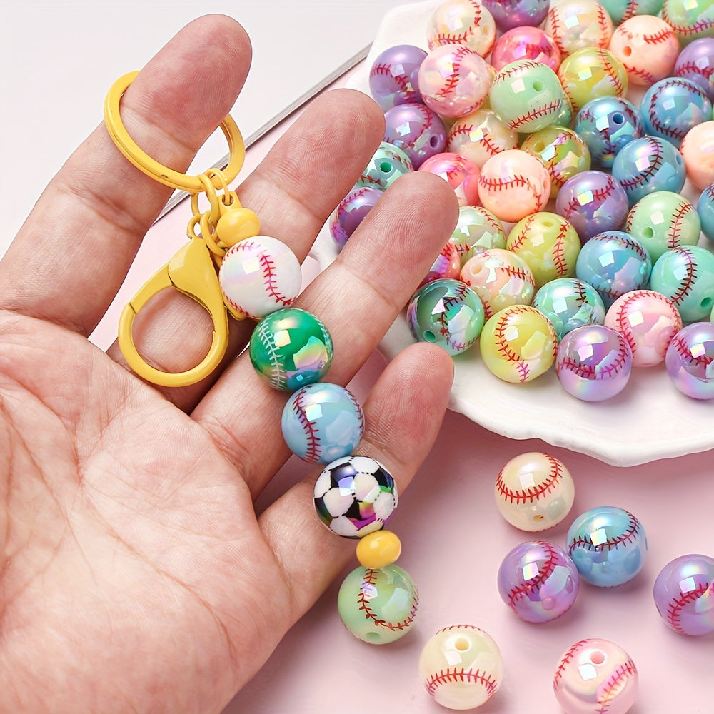 AB Football Baseball Acrylic Spacer Beads