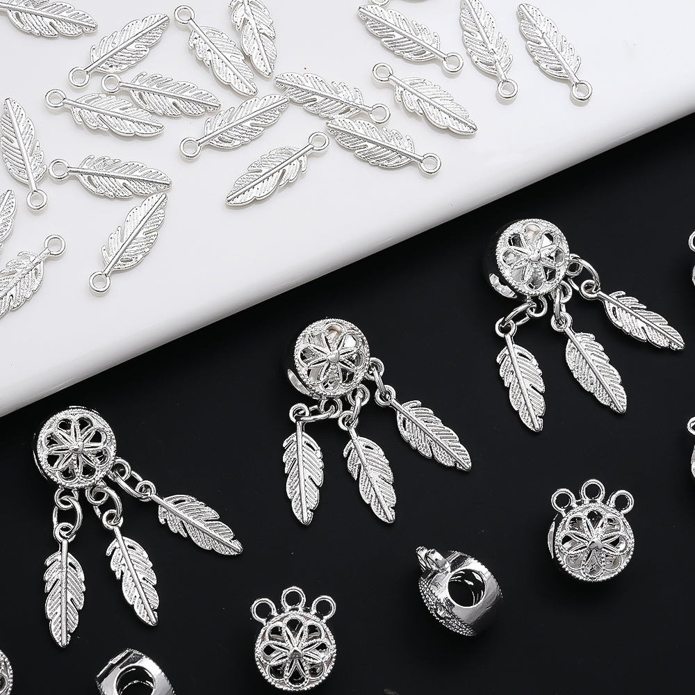 20/40/60PCS Boho Silver-Tone Dreamcatcher Charms & Spacer Beads
