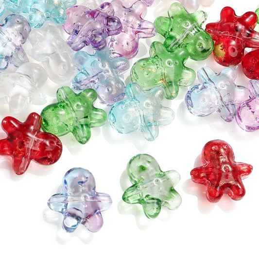 20PCS Multicolor Transparent Biscuit-Shaped Glass Beads