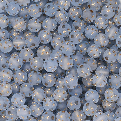 Frosted Acrylic Star Print Round Beads