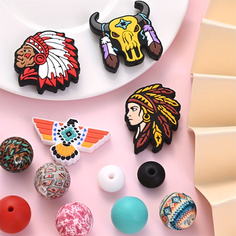 20pcs Tribal Theme Set Silicone Beads