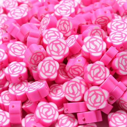 Mixed Rose Polymer Clay Spacer Beads