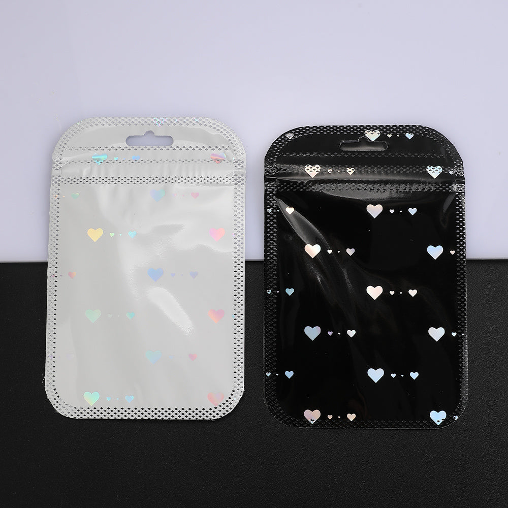 50-Piece Black & White Heart Jewelry Gift Bags
