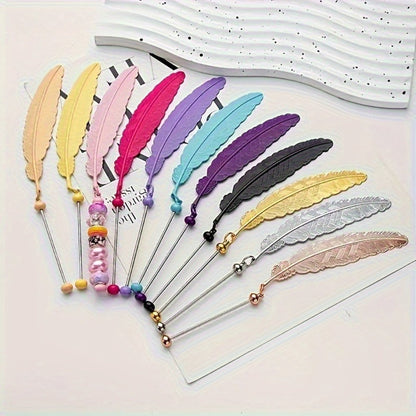 Creative Beadable Feather Blank Bookmarks Set