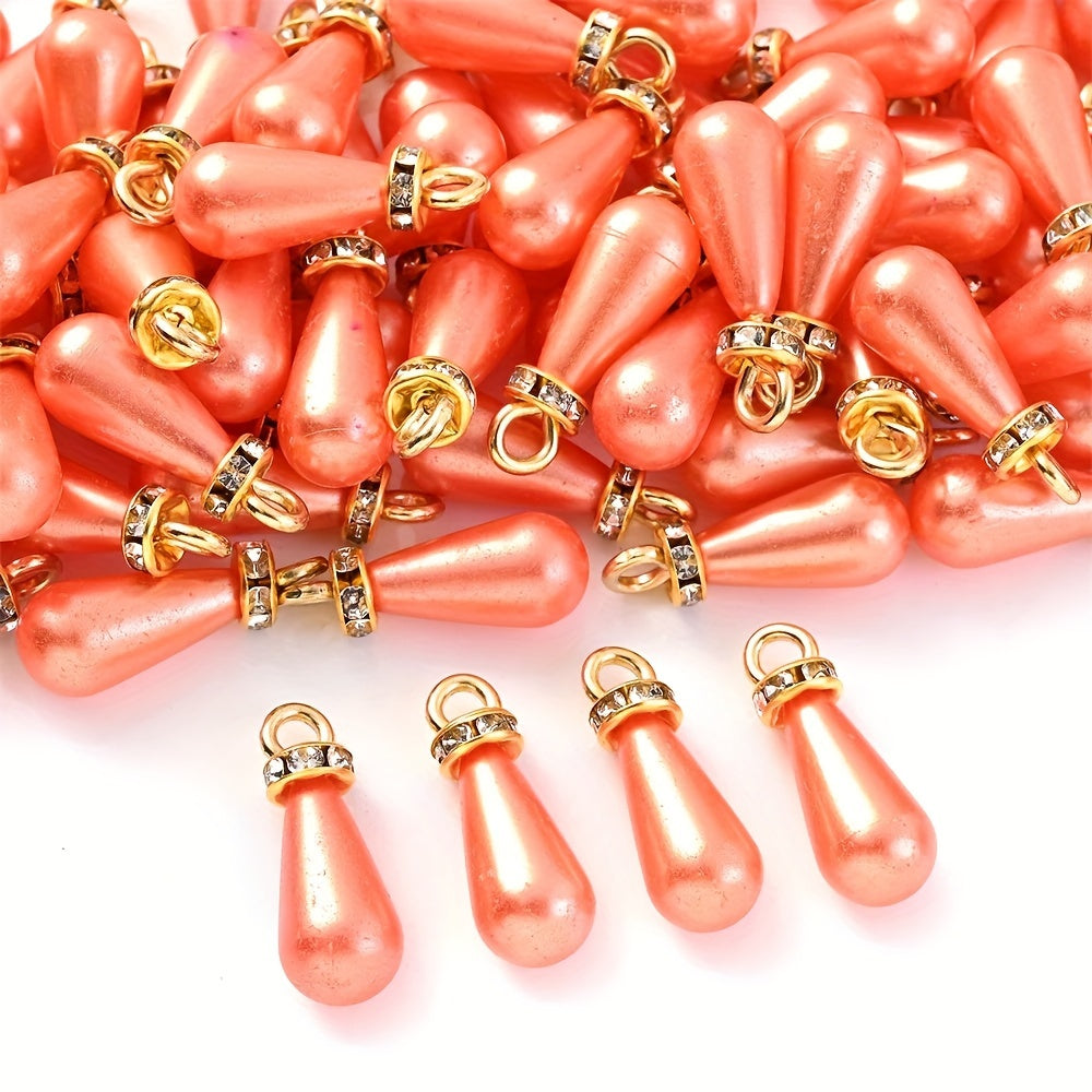 Multicolor Acrylic Imitation Pearl Waterdrop Charms