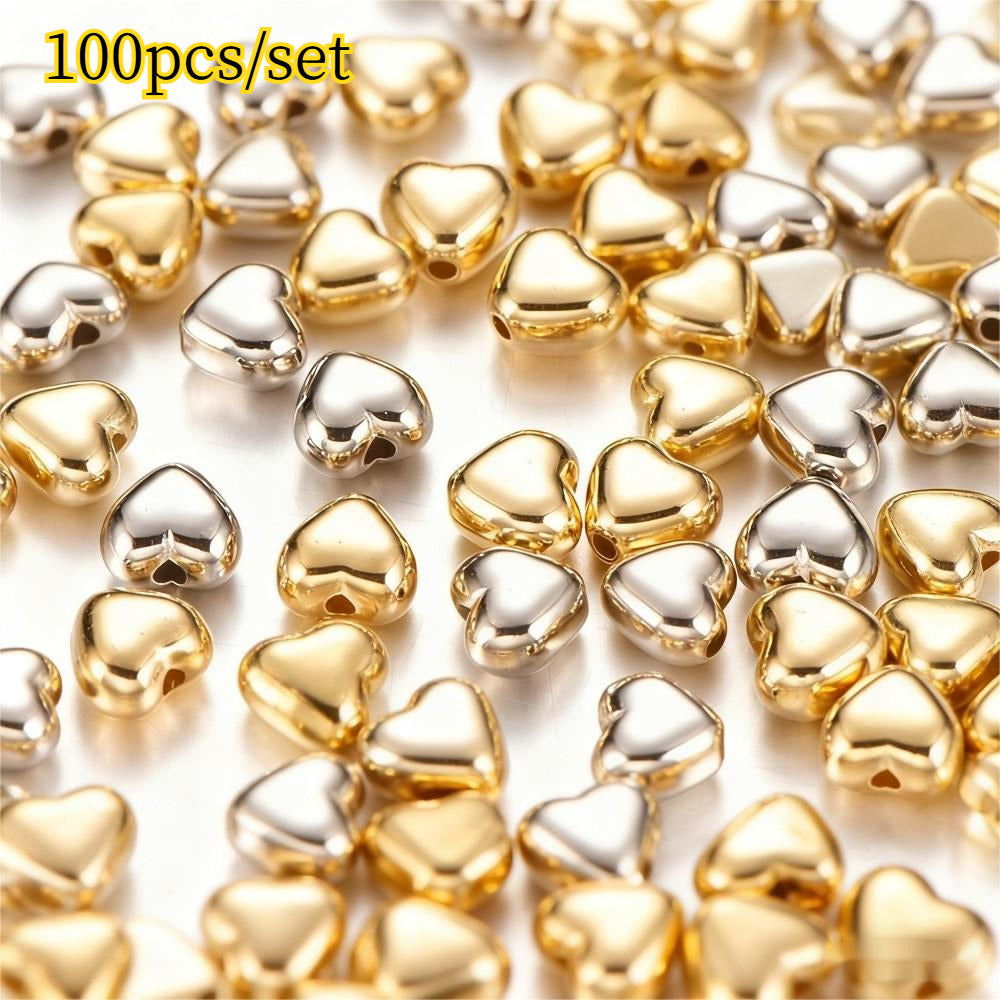 100PCS Gold & Silver Heart CCB Bead Set