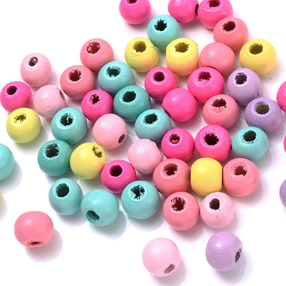 Colorful Round Wooden Spacer Beads