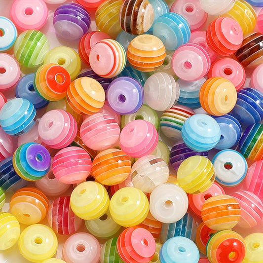 Translucent Rainbow Striped Acrylic Beads