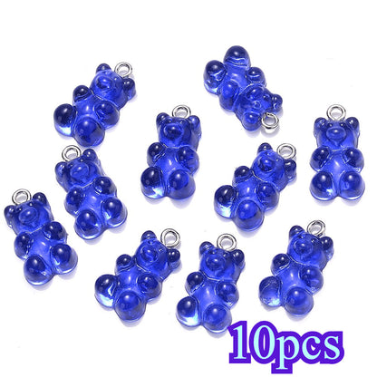 10-Piece 10x20 mm Vibrant Resin Bear Charms