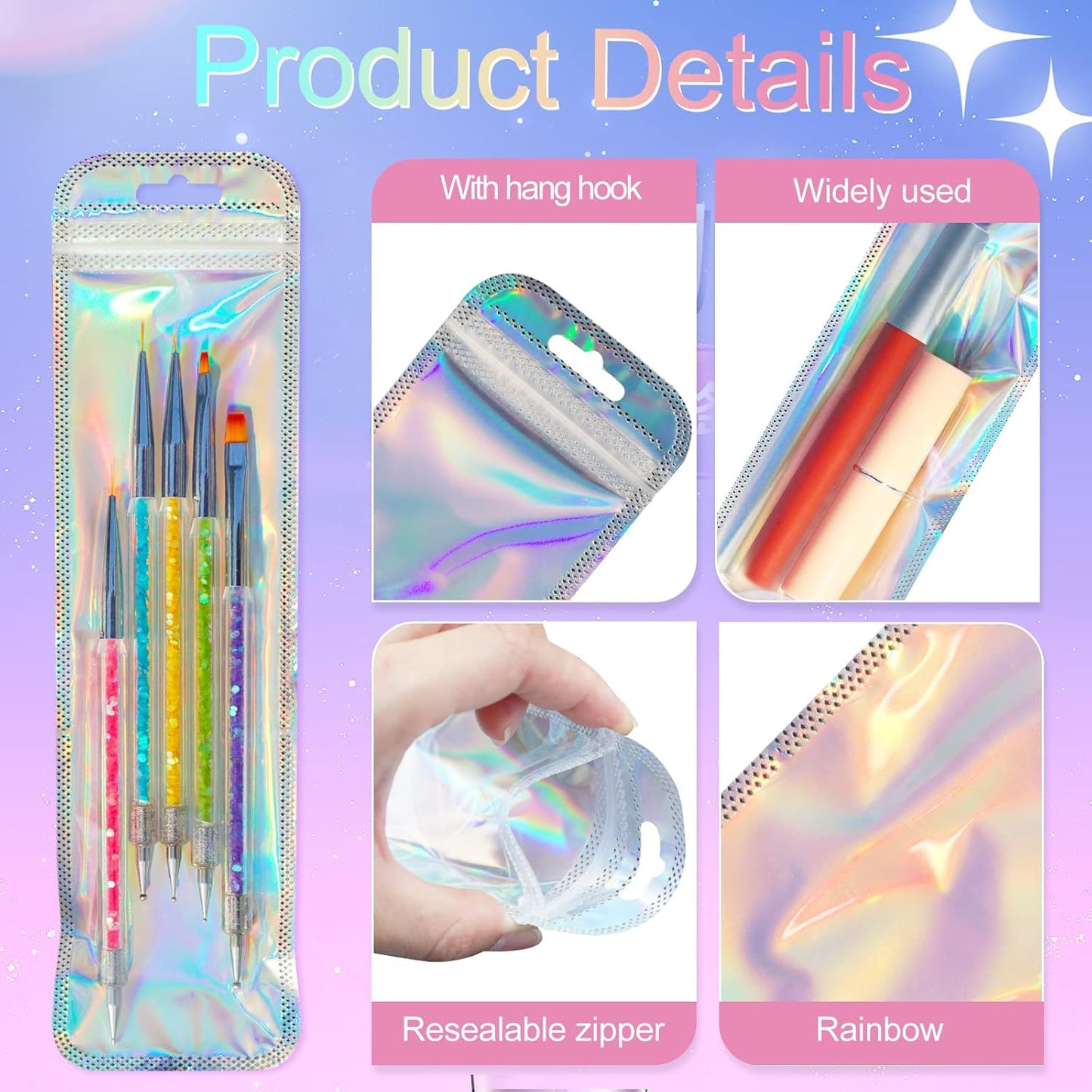 Iridescent Self-Sealing Jewelry Bags