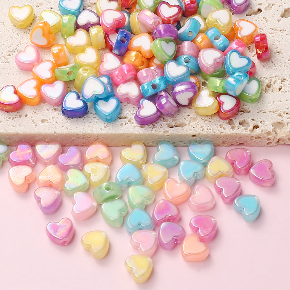 AB Mixed Color Heart Acrylic Beads
