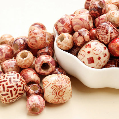 50/100-Piece Tribal Style Multicolor Wooden Spacer Beads